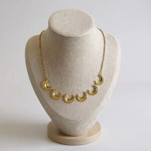 Crescent Moon 18K Gold Plated Stainless Steel Necklace